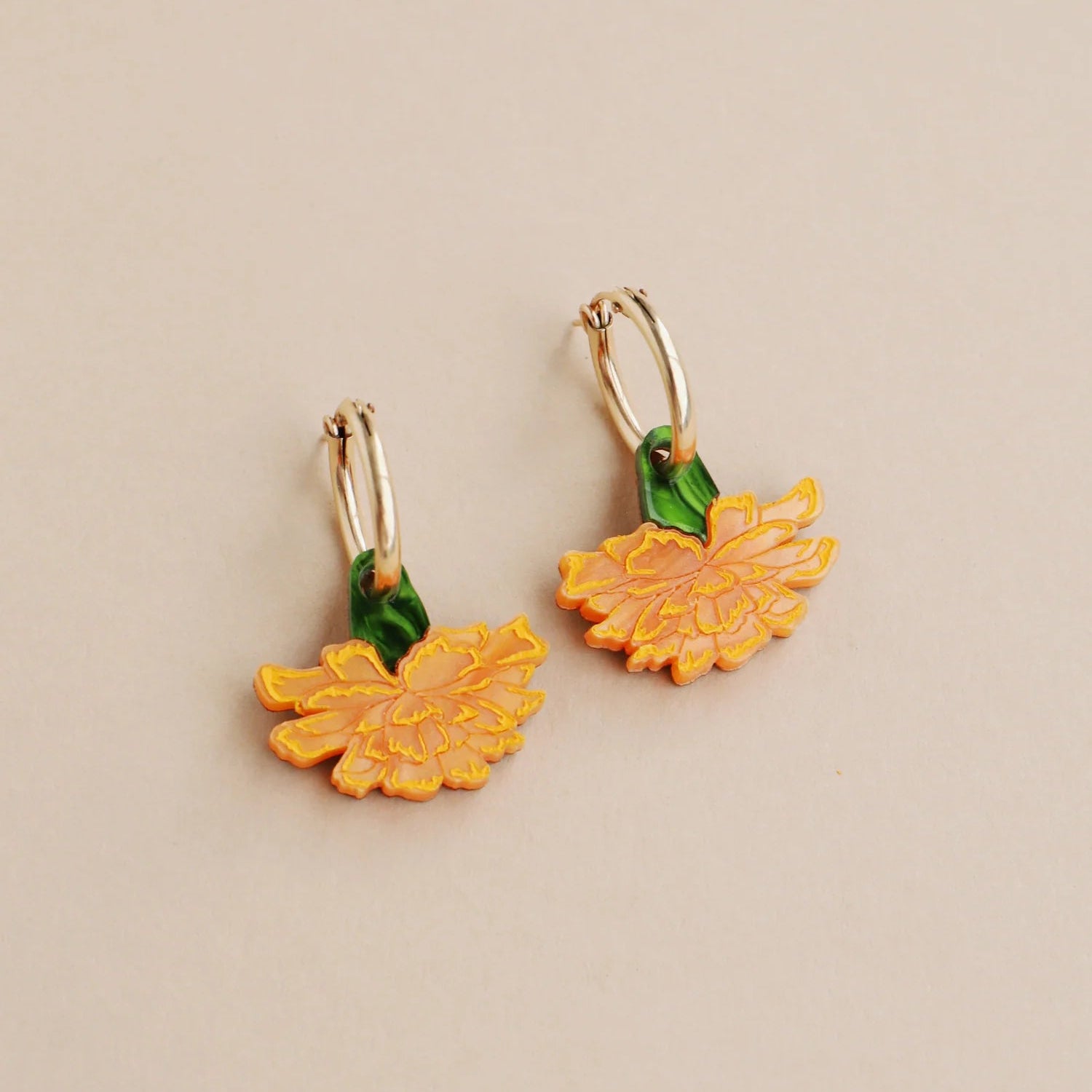 mondocherry - Wolf and Moon | calendula hoop earrings - side