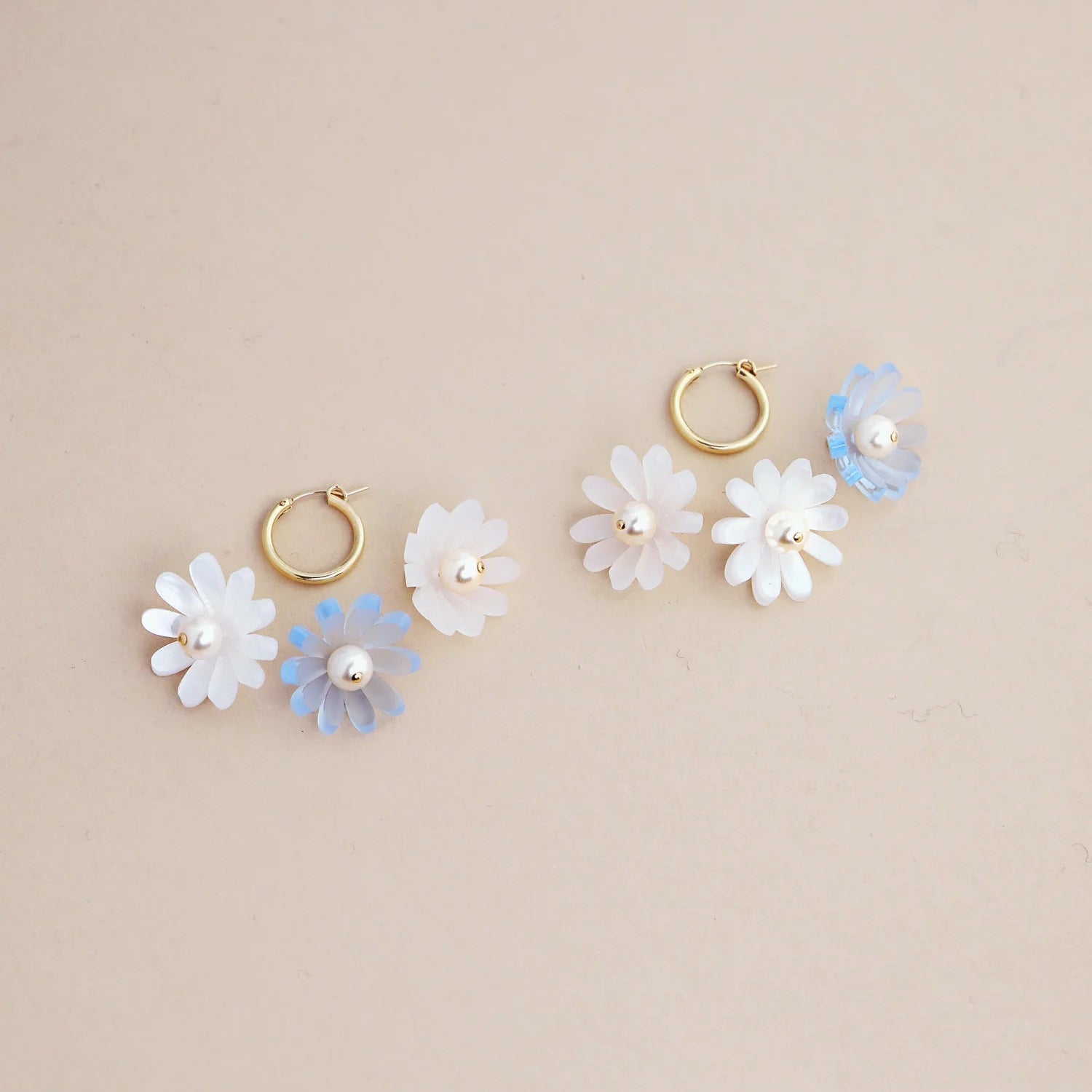 mondocherry - Wolf and Moon | daisy meadow hoop earrings | mist - separate