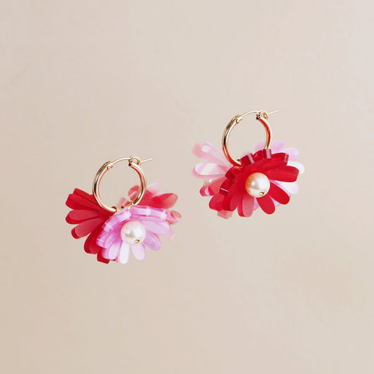 Wolf and Moon | daisy meadow hoop earrings | strawberry