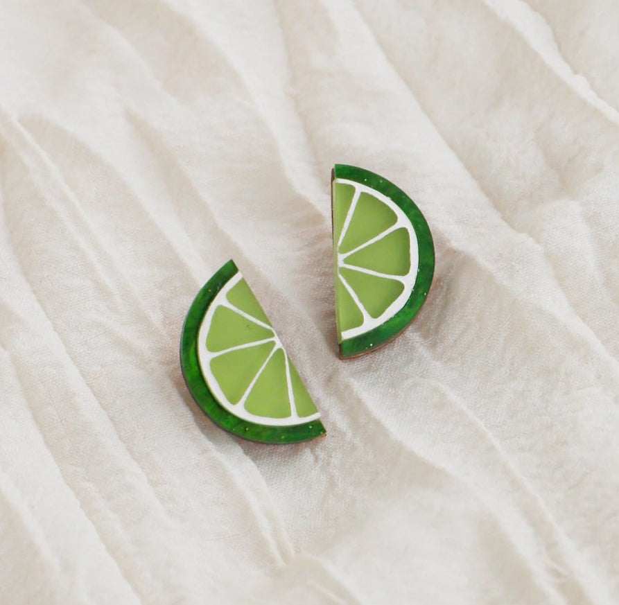 mondocherry - Wolf & Moon | lime slice stud earrings
