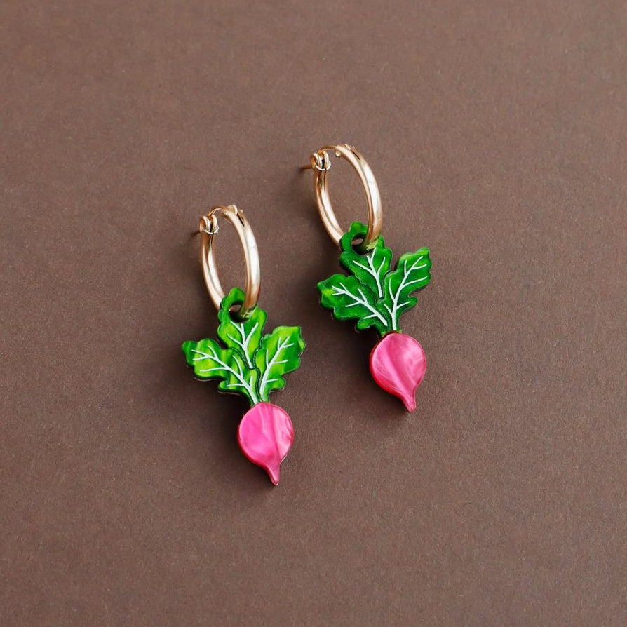 mondocherry - Wolf and Moon | radish hoop earrings