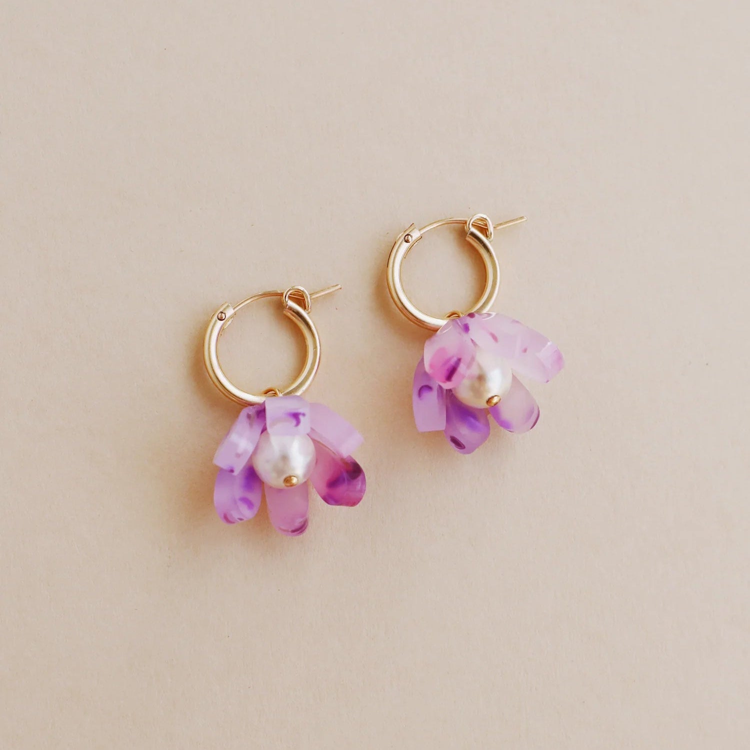mondocherry - Wolf and Moon | tulip hoop earrings | lavender