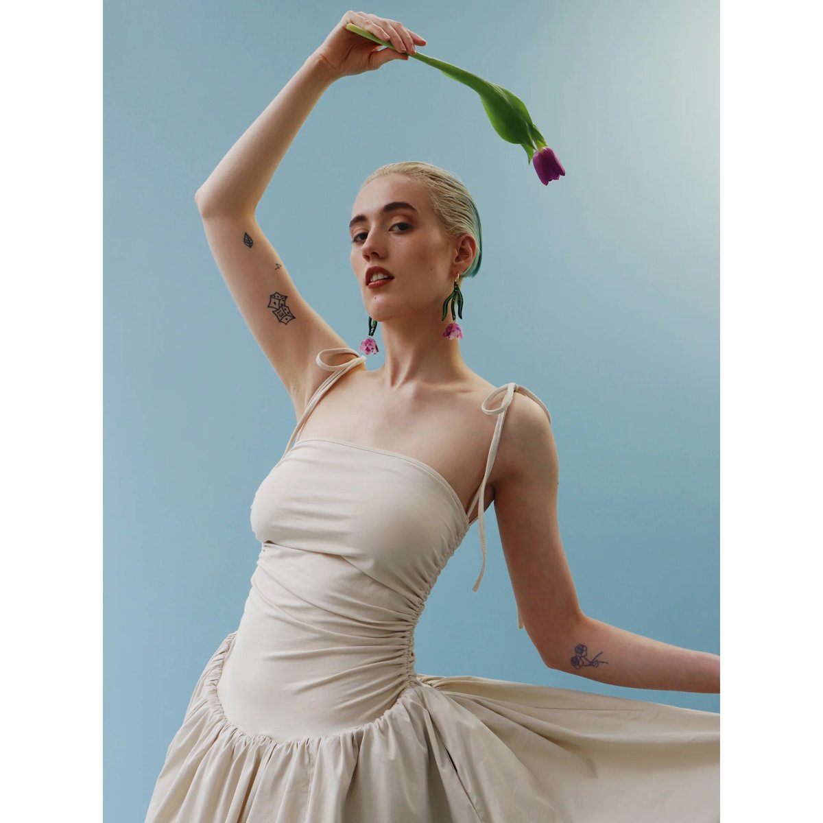 mondocherry - Wolf & Moon | tulip hoop statement earrings lavender - model