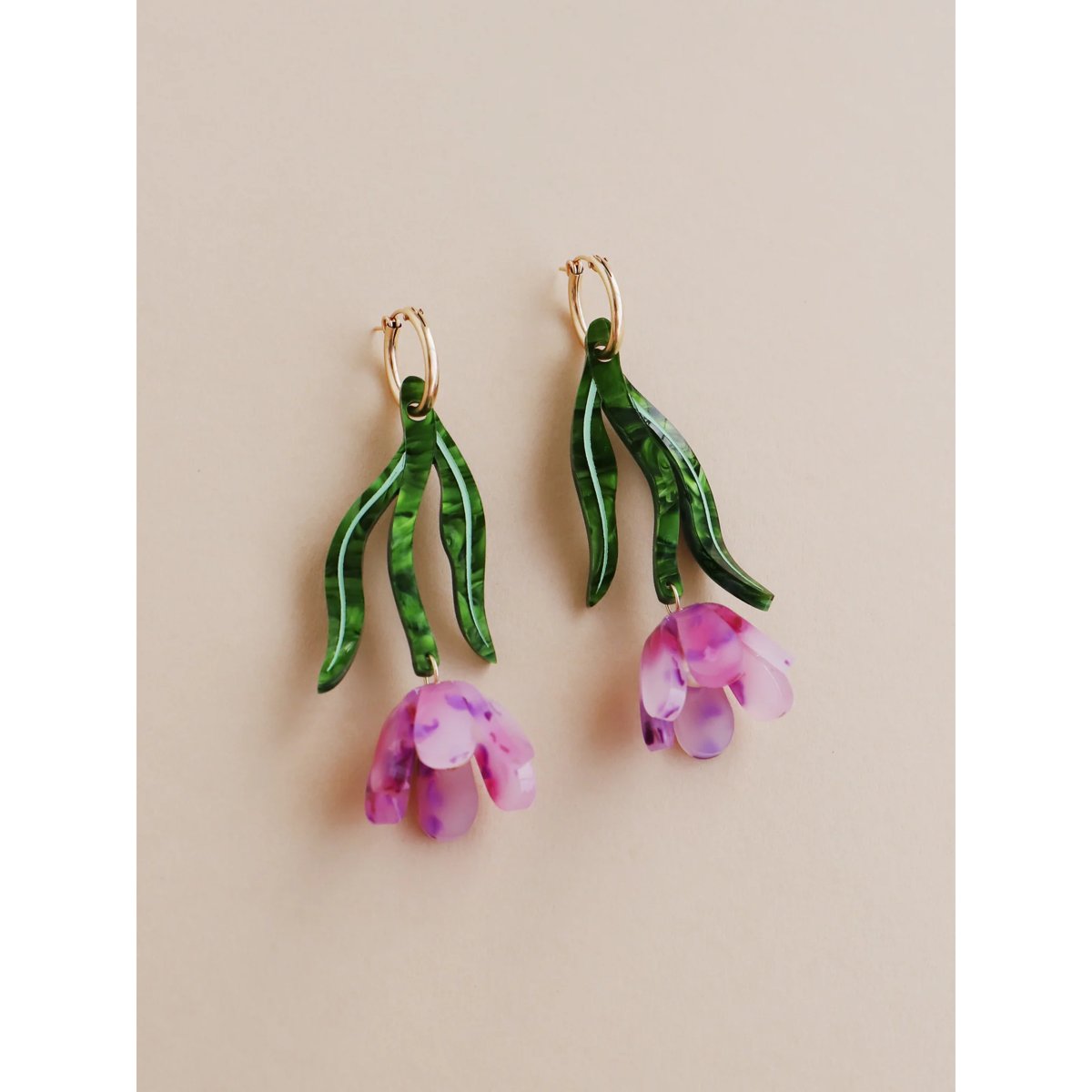 mondocherry - Wolf & Moon | tulip hoop statement earrings lavender - side