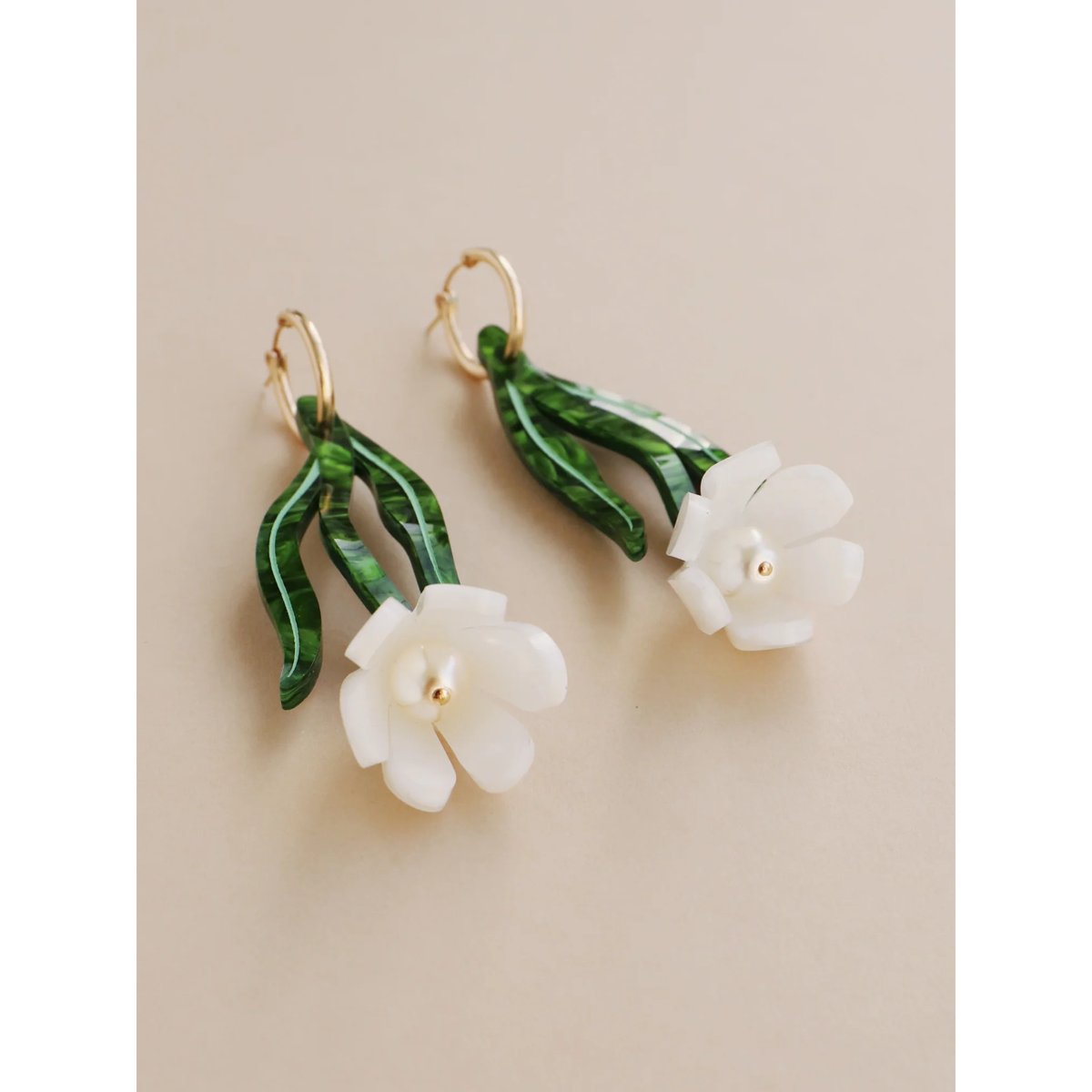 mondocherry - Wolf & Moon | tulip hoop statement earrings white - side