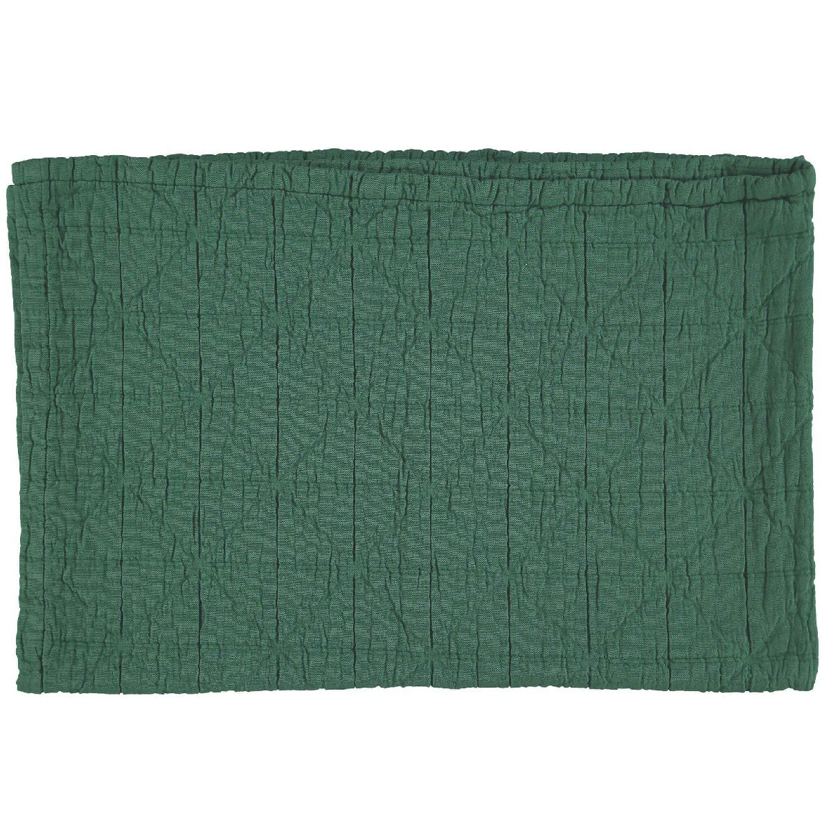 Camomile London Diamond King Cotton Blanket | Green - flat
