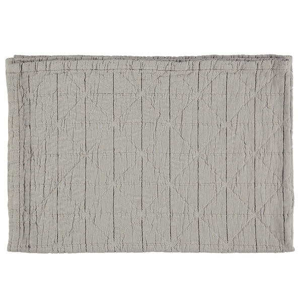 Camomile London Diamond King Cotton Blanket | light grey - flat