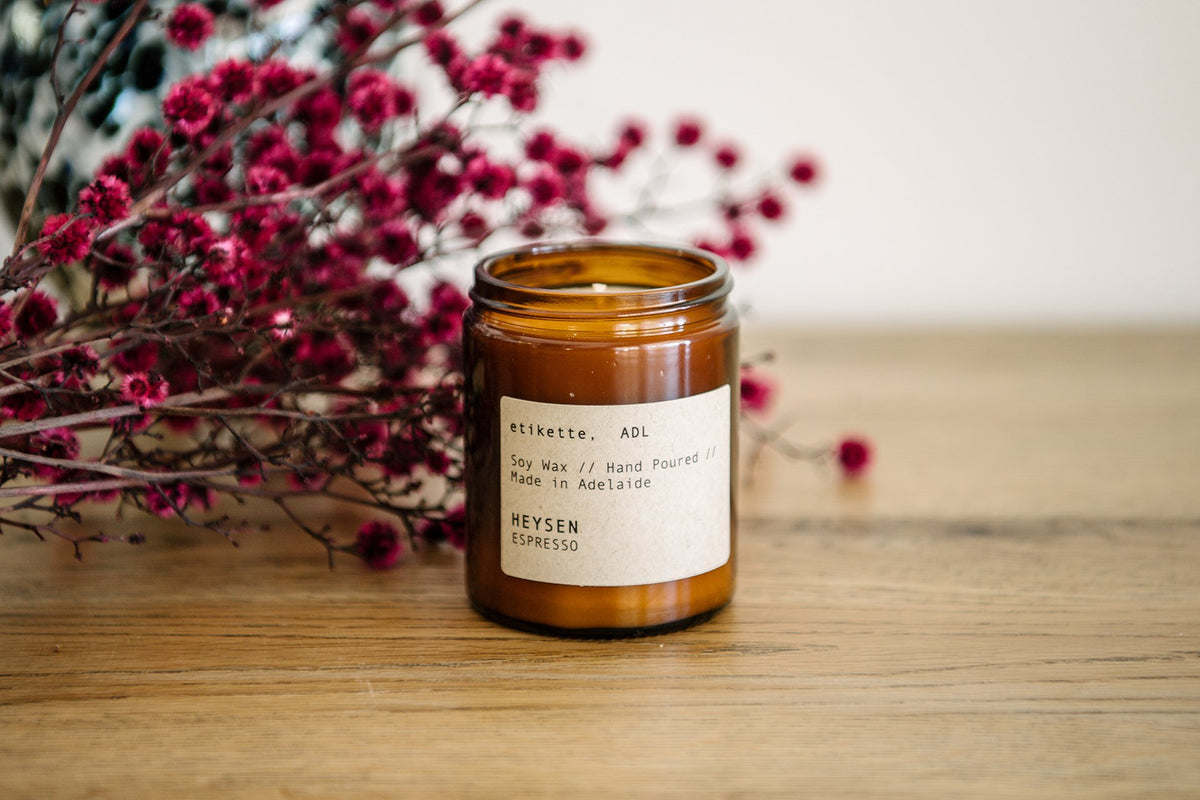 Etikette | soy candle | heyson espresso | 175ml