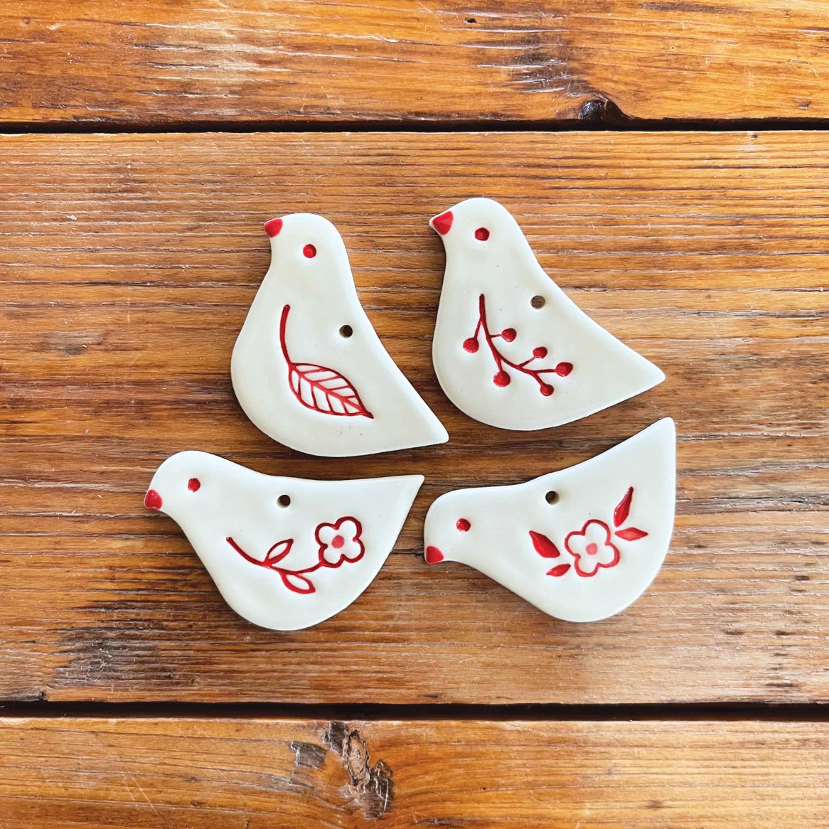 Paper Boat Press | mini christmas bird gift tag | flower