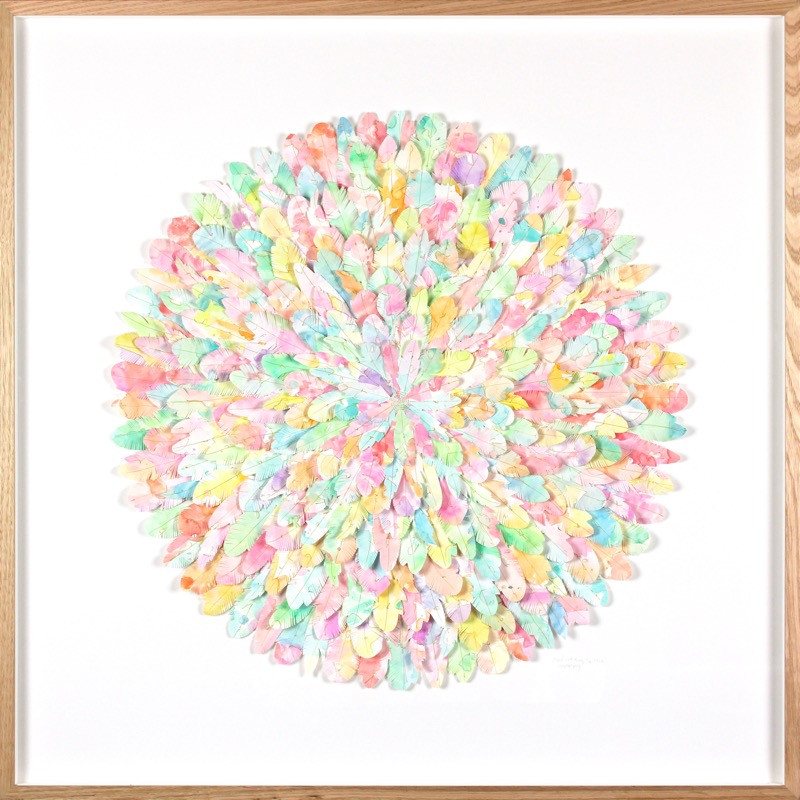 mondocherry - juju hat paper feather artwork - "stand out from the flock"