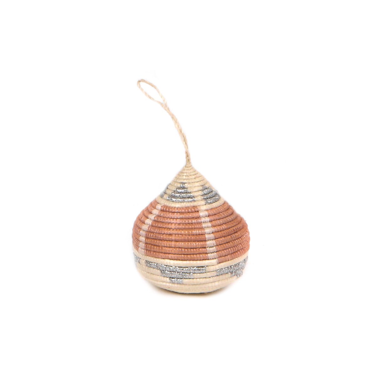 African woven bulb ornament | apricot silver
