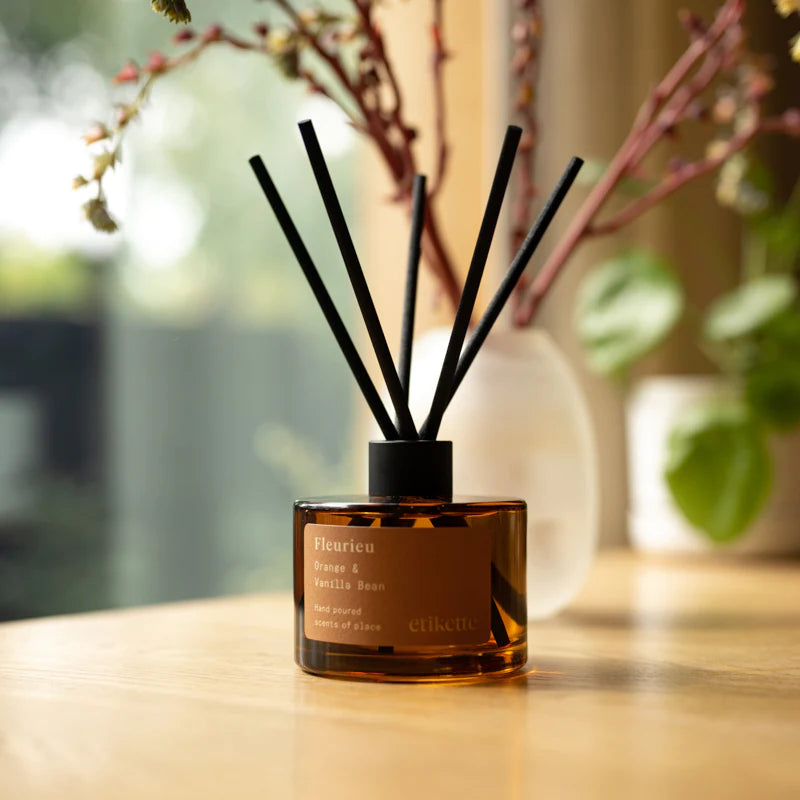 Etikette | eco reed diffuser | Fleurieu orange and vanilla bean - shelf
