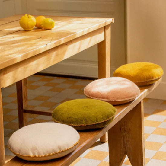 Muskhane felt cushion gold bench