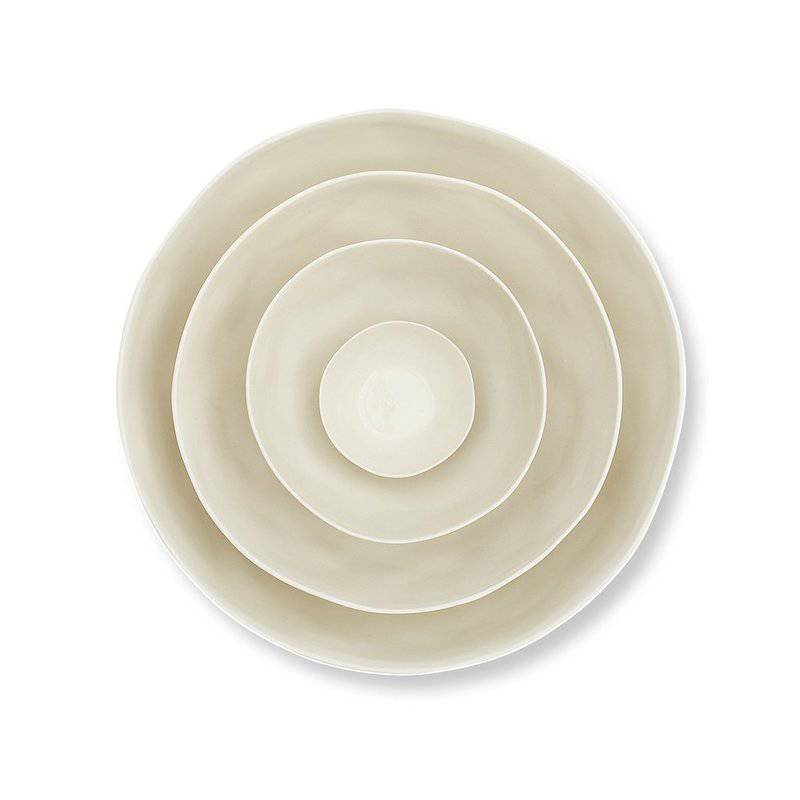 Marmoset Found ceramic cloud bowl - chalk white - stacked