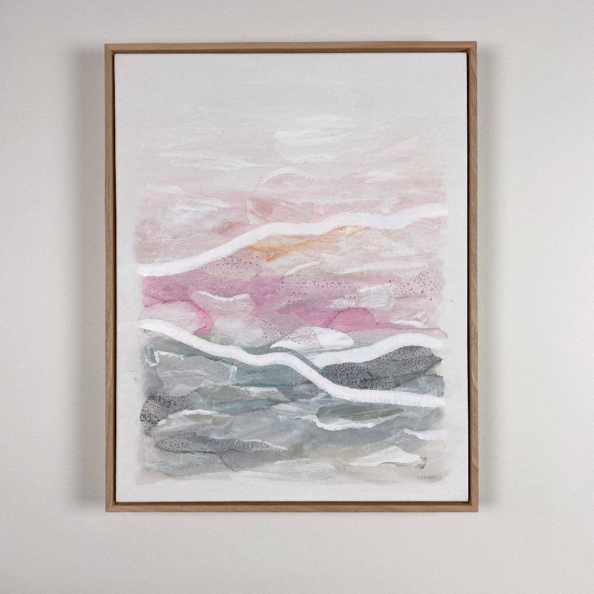"Above the Horizon" - mixed media framed wall art - close