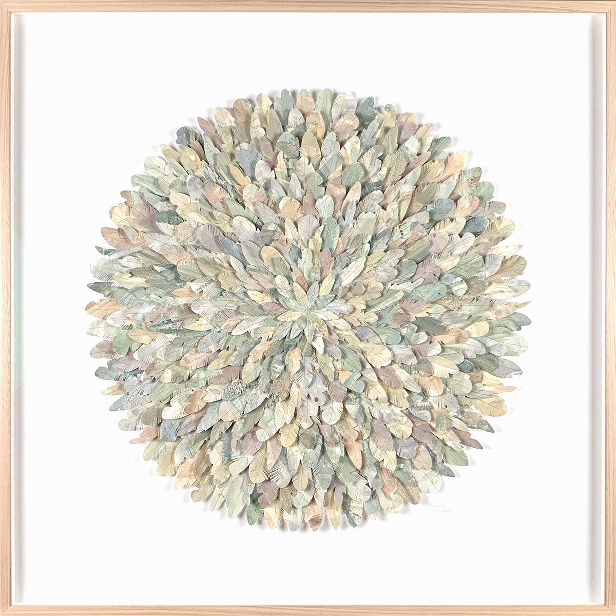 mondocherry bowerbird paper feather framed wall art