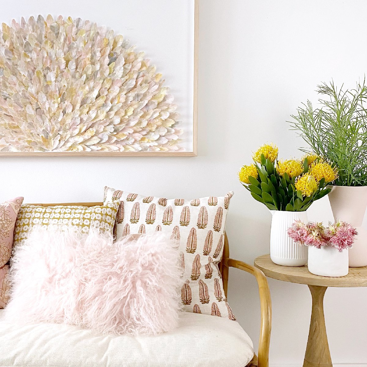"bourke" | paper feather framed wall art - corner