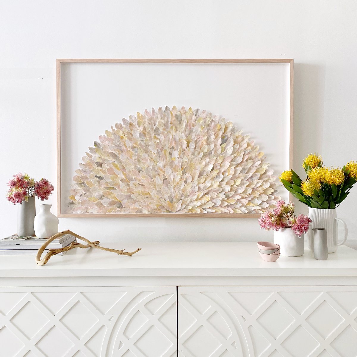 "bourke" | paper feather framed wall art