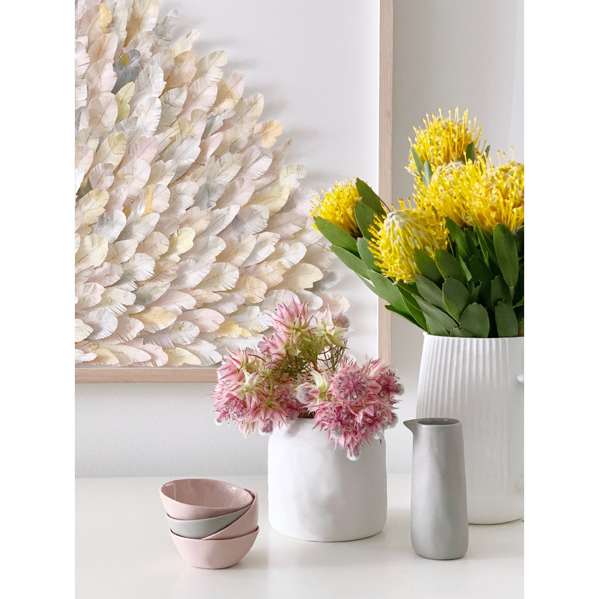 "bourke" | paper feather framed wall art - styled