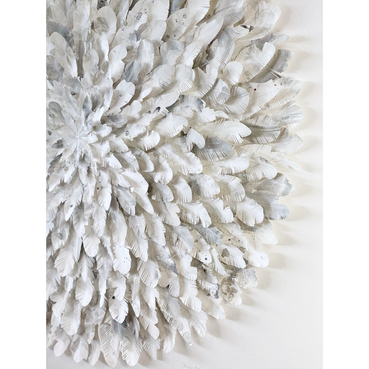 "snowy owl" | paper feather framed wall art - close