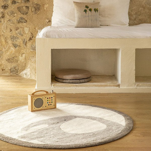 Muskhane pasu round kids rug elephant - stone light stone - floor