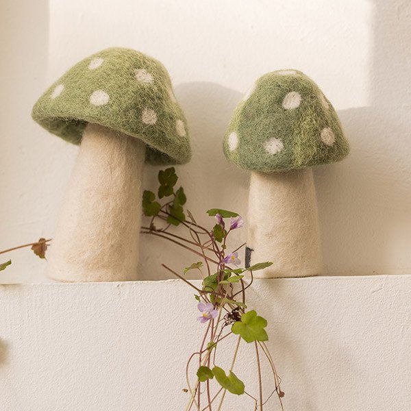 Muskhane | felt dotty mushroom | small | tender green - display