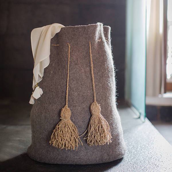 felt storage - Muskhane | high calabash | light stone - mondocherry