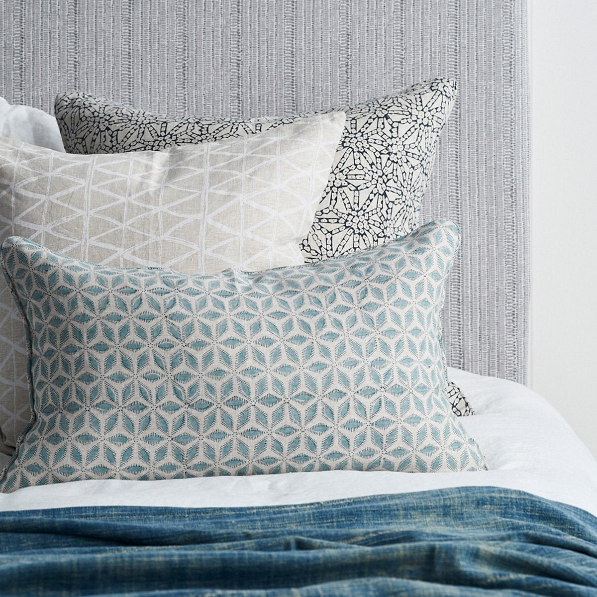 Walter G | hanami linen cushion | light blue - bed