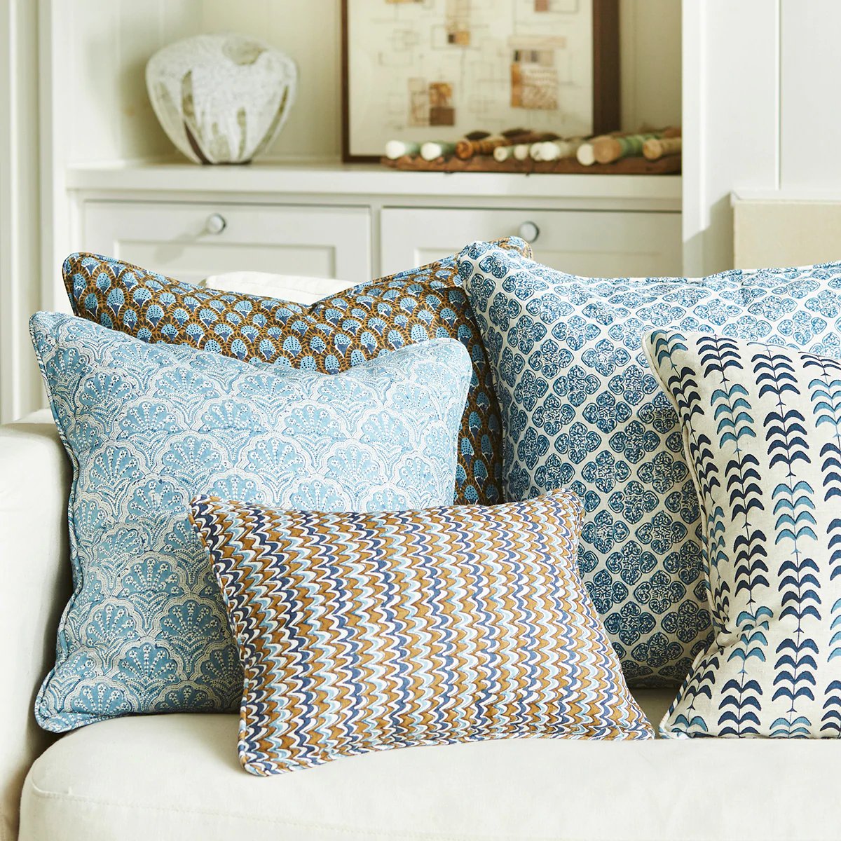 Walter G | st tropez linen cushion | azure - mondocherry - styling