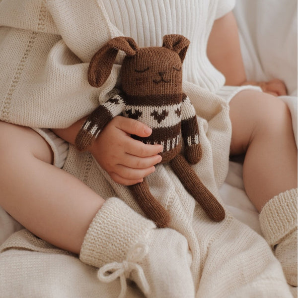 main sauvage | bunny soft toy | dark mocha jacquard sweater - hold