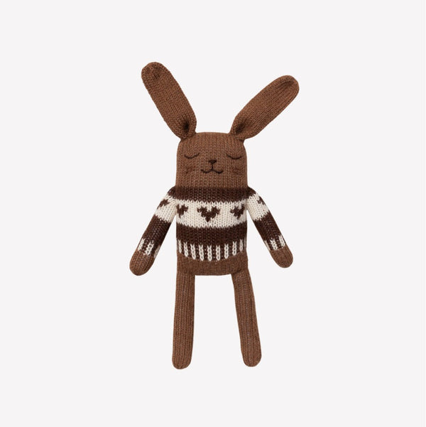 main sauvage | bunny soft toy | dark mocha jacquard sweater