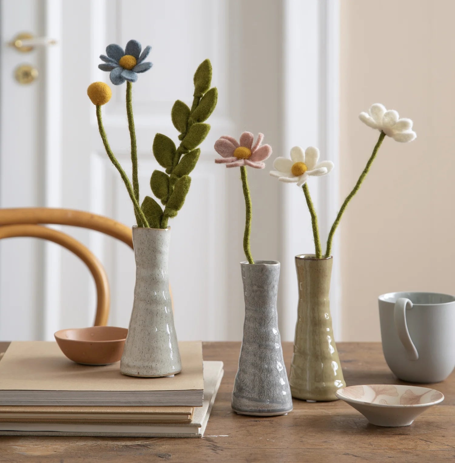 Gry & Sif | felt leaf branch | sharp green