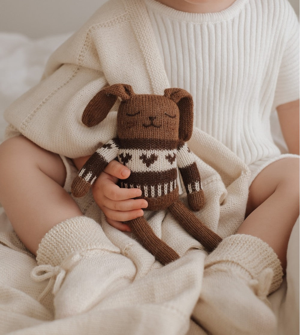 main sauvage | bunny soft toy | dark mocha jacquard sweater - play