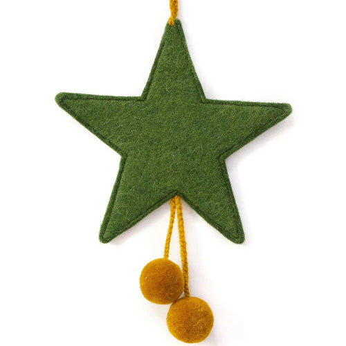 Muskhane | felt pom pom star decoration | olive-pollen