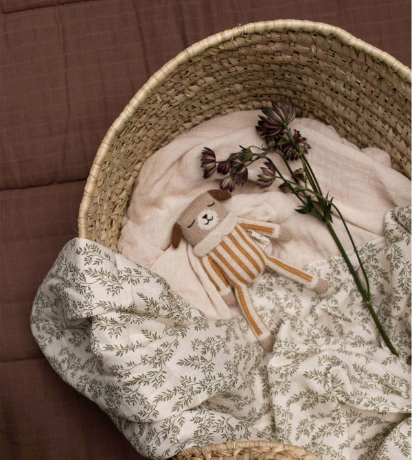 mondocherry - main sauvage | swaddle blanket | bay leaves - cot
