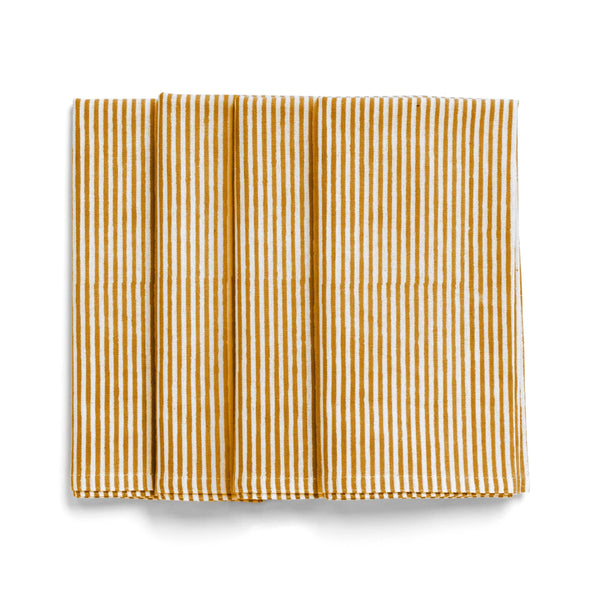 mondocherry - striped cotton napkin (set of 4) | lion yellow