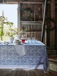 mondocherry - Margerita Cotton Tablecloth | navy blue - table setting