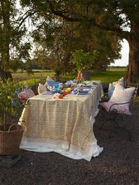 mondocherry - Margerita Cotton Tablecloth | yellow olive - table setting