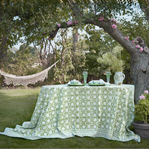 mondocherry - Paradise Cotton Tablecloth | green - table setting