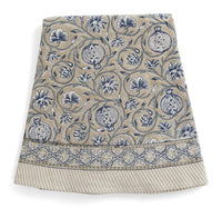 mondocherry - Tangier Pomegranate Cotton Tablecloth | beige blue - large