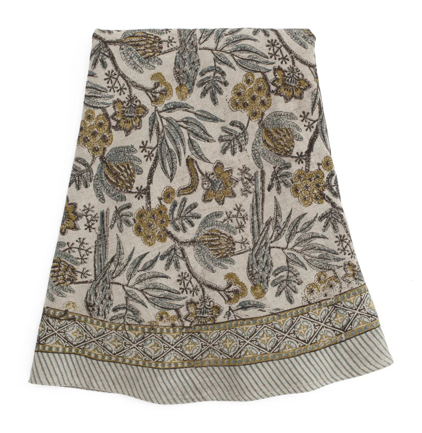 mondocherry - Parrot Linen Tablecloth | blue - large