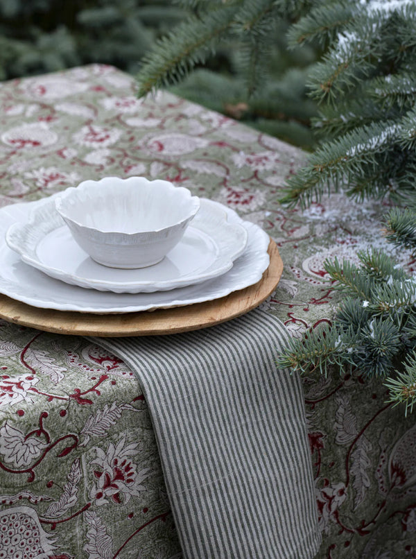 mondocherry - Pomegranate Linen Tablecloth | green - table