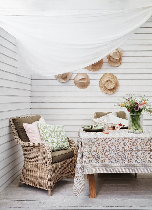 mondocherry - cotton striped cushion - rose - chair