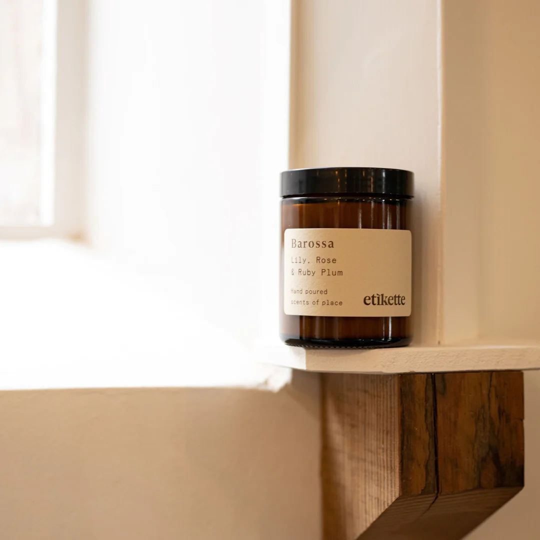 Etikette | soy candle | barossa lily rose ruby plum | 175ml - shelf
