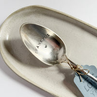mondocherry - antique silverware big spoon | "Thankful" - close