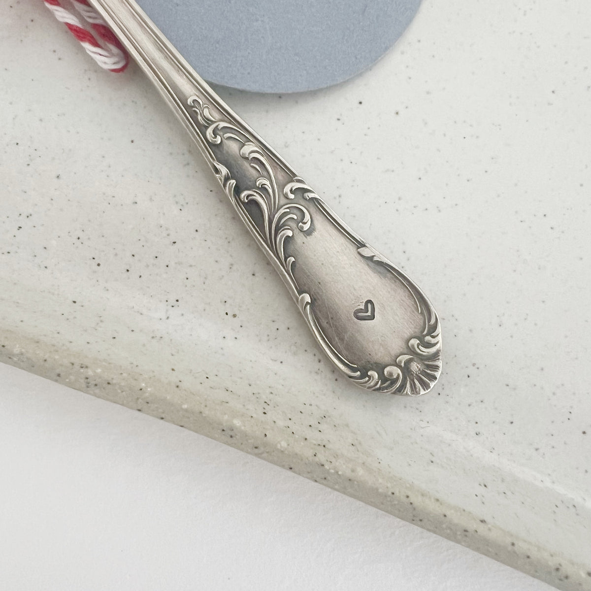 mondocherry - antique silverware teaspoon | "handsome" - handle