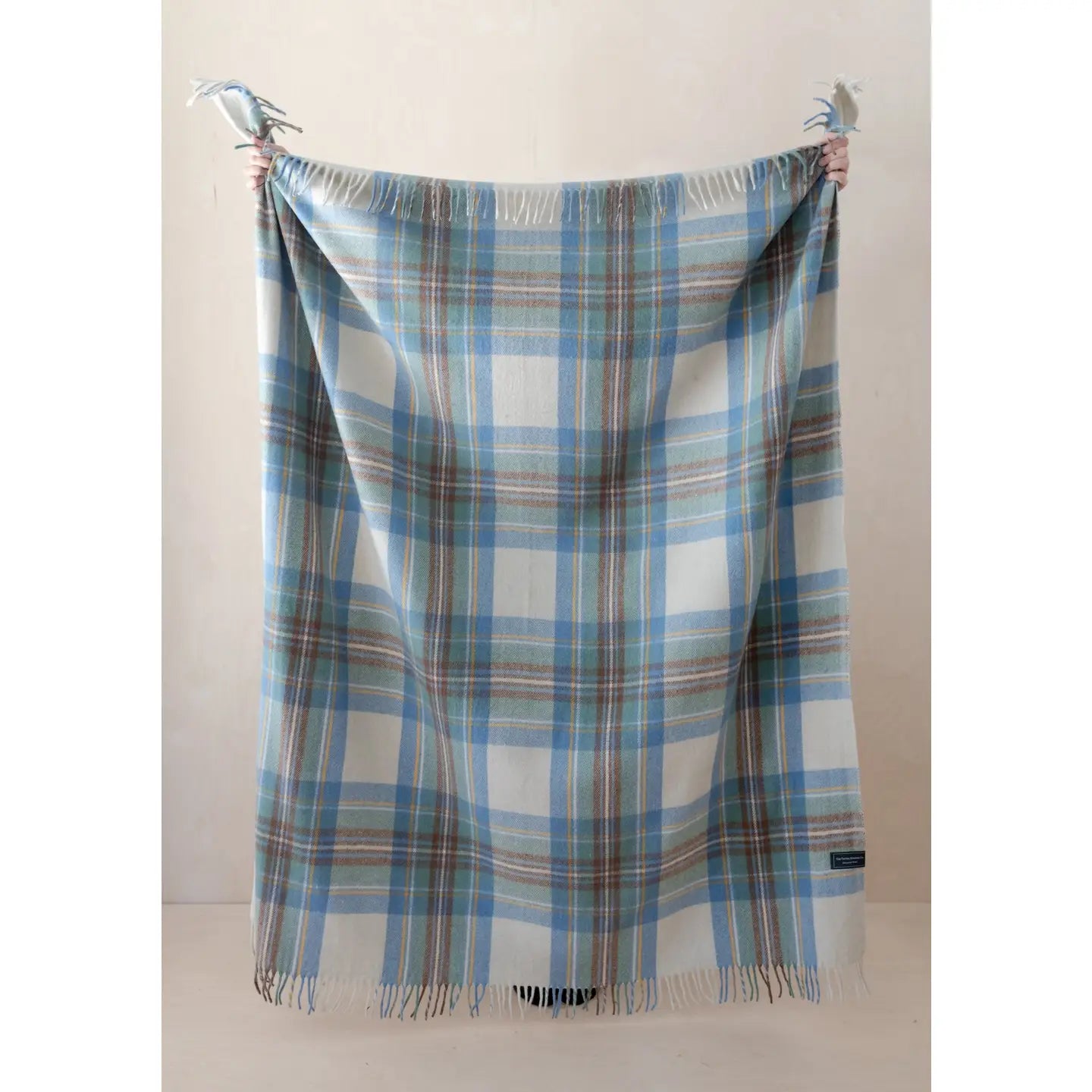 TBCo | recycled wool picnic blanket in Stewart muted blue tartan