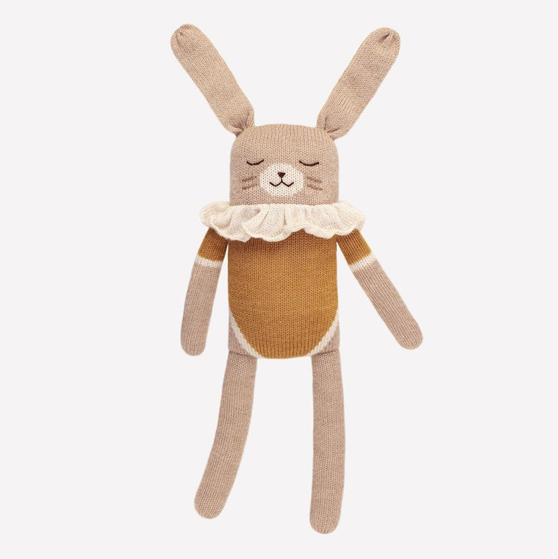 mondocherry - main sauvage | big bunny soft toy | ochre bodysuit