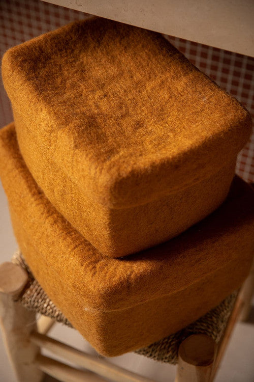 Muskhane | felt rectangulo box | caramel | large