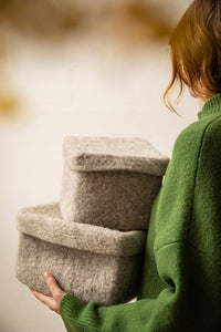 Muskhane | felt rectangulo box | light stone | small